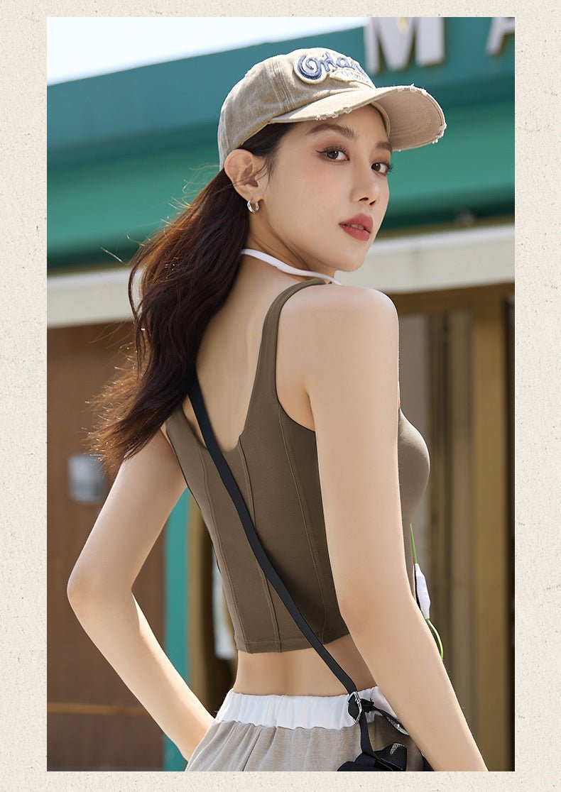 Women U - Neck Yoga Crop Top | Padded Sports Bra | Daily & Gym Wear - Women's Activewear by Ceecile